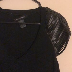 Ashley Stewart size 14/16 faux leather sleeve top